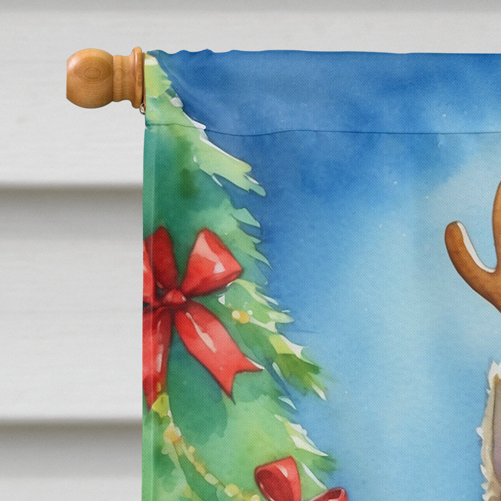 Scottish Terrier Christmas Reindeer House Flag 28x40 Porch Sleeve Pole Decorative Outside Yard Banner Artwork Wall Hanging, Polyester