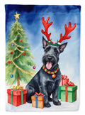 Scottish Terrier Christmas Reindeer House Flag 28x40 Porch Sleeve Pole Decorative Outside Yard Banner Artwork Wall Hanging, Polyester