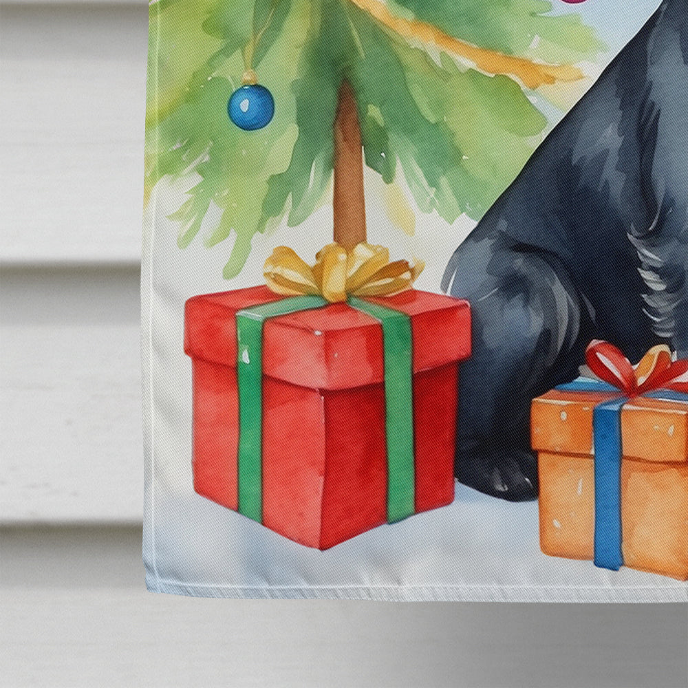 Scottish Terrier Christmas Reindeer House Flag 28x40 Porch Sleeve Pole Decorative Outside Yard Banner Artwork Wall Hanging, Polyester