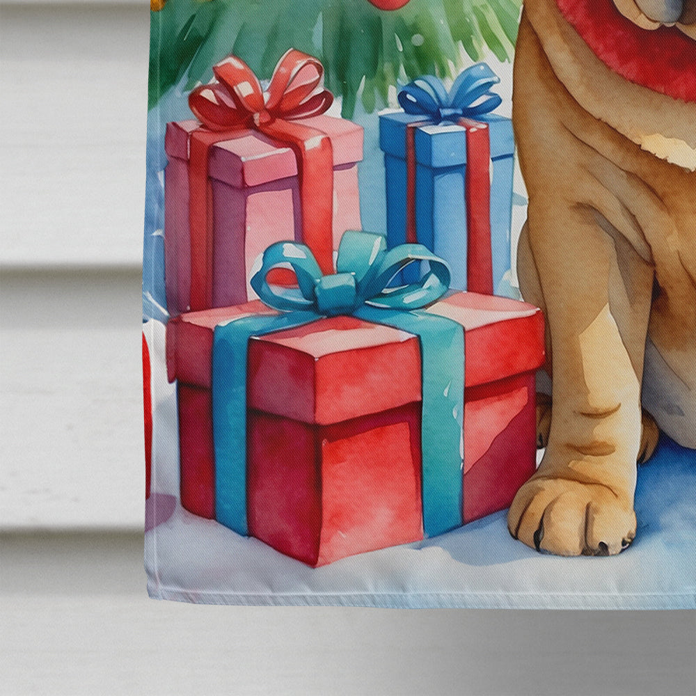 Shar Pei Christmas Reindeer House Flag 28x40 Porch Sleeve Pole Decorative Outside Yard Banner Artwork Wall Hanging, Polyester