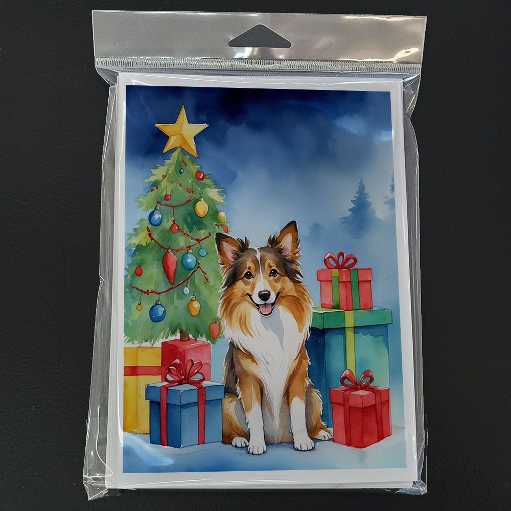 Sheltie Christmas Reindeer Greeting Cards Pack of 8 Blank Cards with Envelopes Whimsical A7 Size 5x7