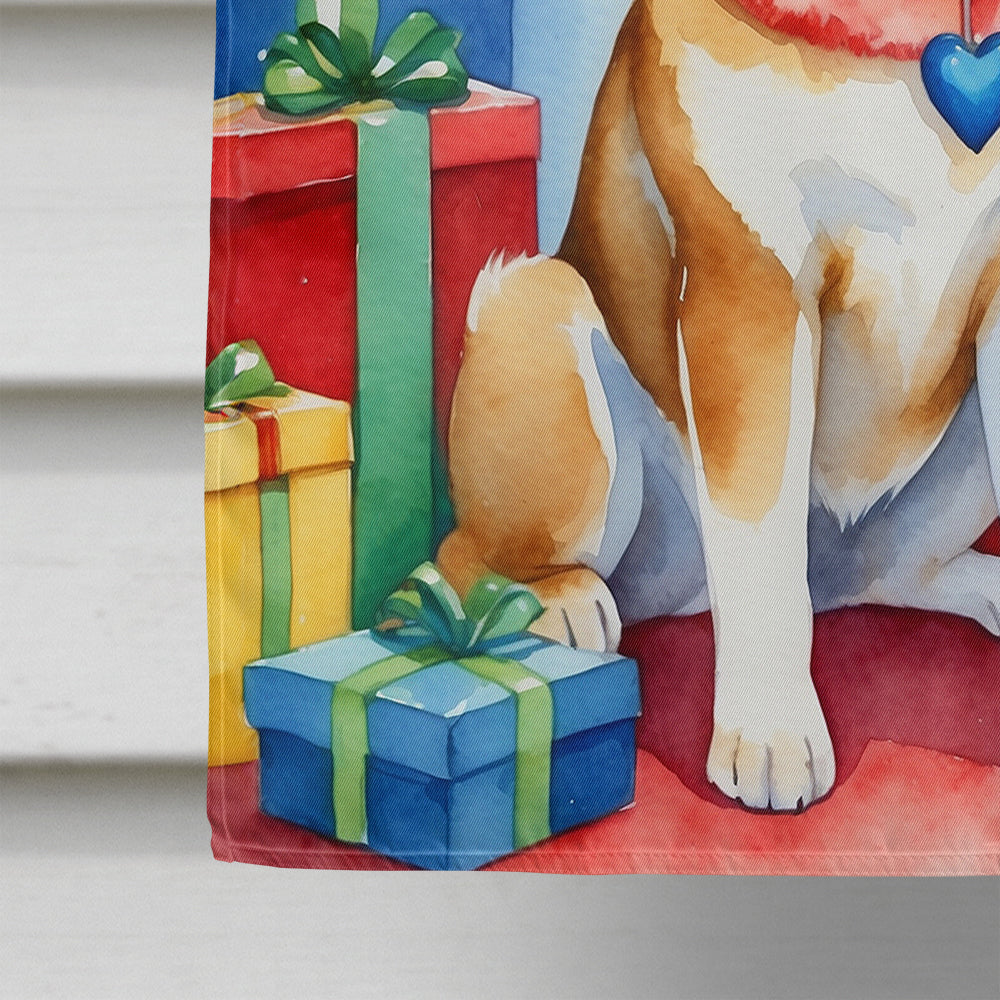 Shiba Inu Christmas Reindeer House Flag 28x40 Porch Sleeve Pole Decorative Outside Yard Banner Artwork Wall Hanging, Polyester