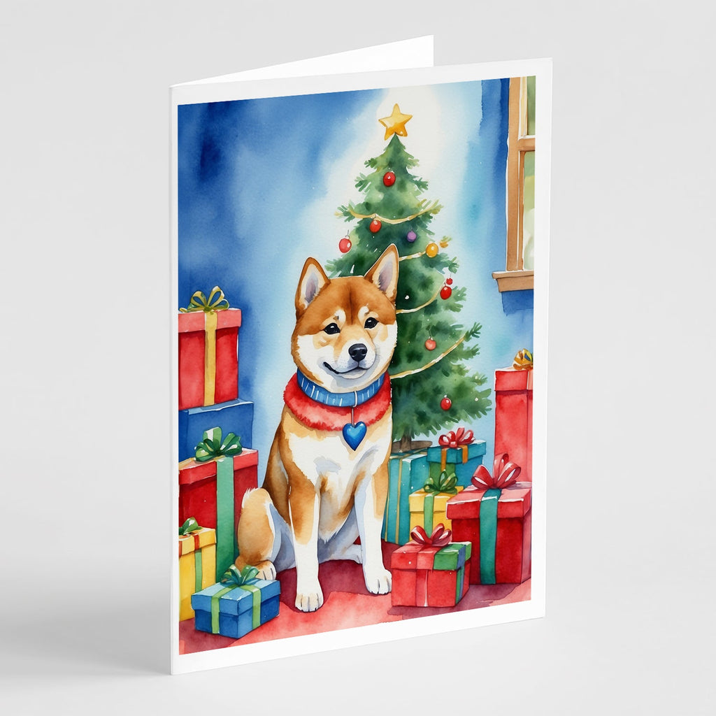 Shiba Inu Christmas Reindeer Greeting Cards Pack of 8 Blank Cards with Envelopes Whimsical A7 Size 5x7