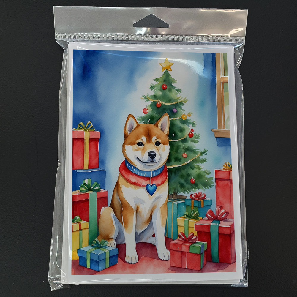 Shiba Inu Christmas Reindeer Greeting Cards Pack of 8 Blank Cards with Envelopes Whimsical A7 Size 5x7