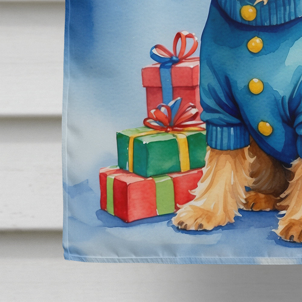 Silky Terrier Christmas Reindeer House Flag 28x40 Porch Sleeve Pole Decorative Outside Yard Banner Artwork Wall Hanging, Polyester