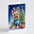 Silky Terrier Christmas Reindeer Greeting Cards Pack of 8 Blank Cards with Envelopes Whimsical A7 Size 5x7
