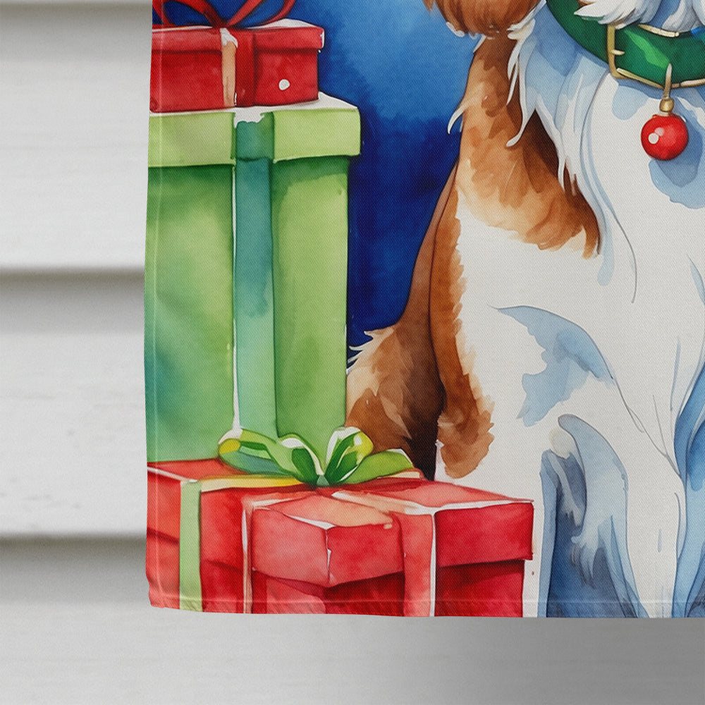 Welsh Springer Spaniel Christmas Reindeer House Flag 28x40 Porch Sleeve Pole Decorative Outside Yard Banner Artwork Wall Hanging, Polyester