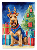Welsh Terrier Christmas Reindeer House Flag 28x40 Porch Sleeve Pole Decorative Outside Yard Banner Artwork Wall Hanging, Polyester