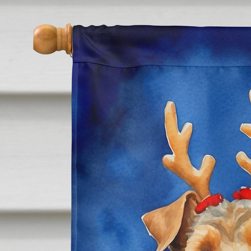 Welsh Terrier Christmas Reindeer House Flag 28x40 Porch Sleeve Pole Decorative Outside Yard Banner Artwork Wall Hanging, Polyester