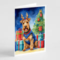 Welsh Terrier Christmas Reindeer Greeting Cards Pack of 8 Blank Cards with Envelopes Whimsical A7 Size 5x7