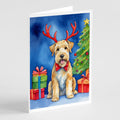 Wheaten Terrier Christmas Reindeer Greeting Cards Pack of 8 Blank Cards with Envelopes Whimsical A7 Size 5x7