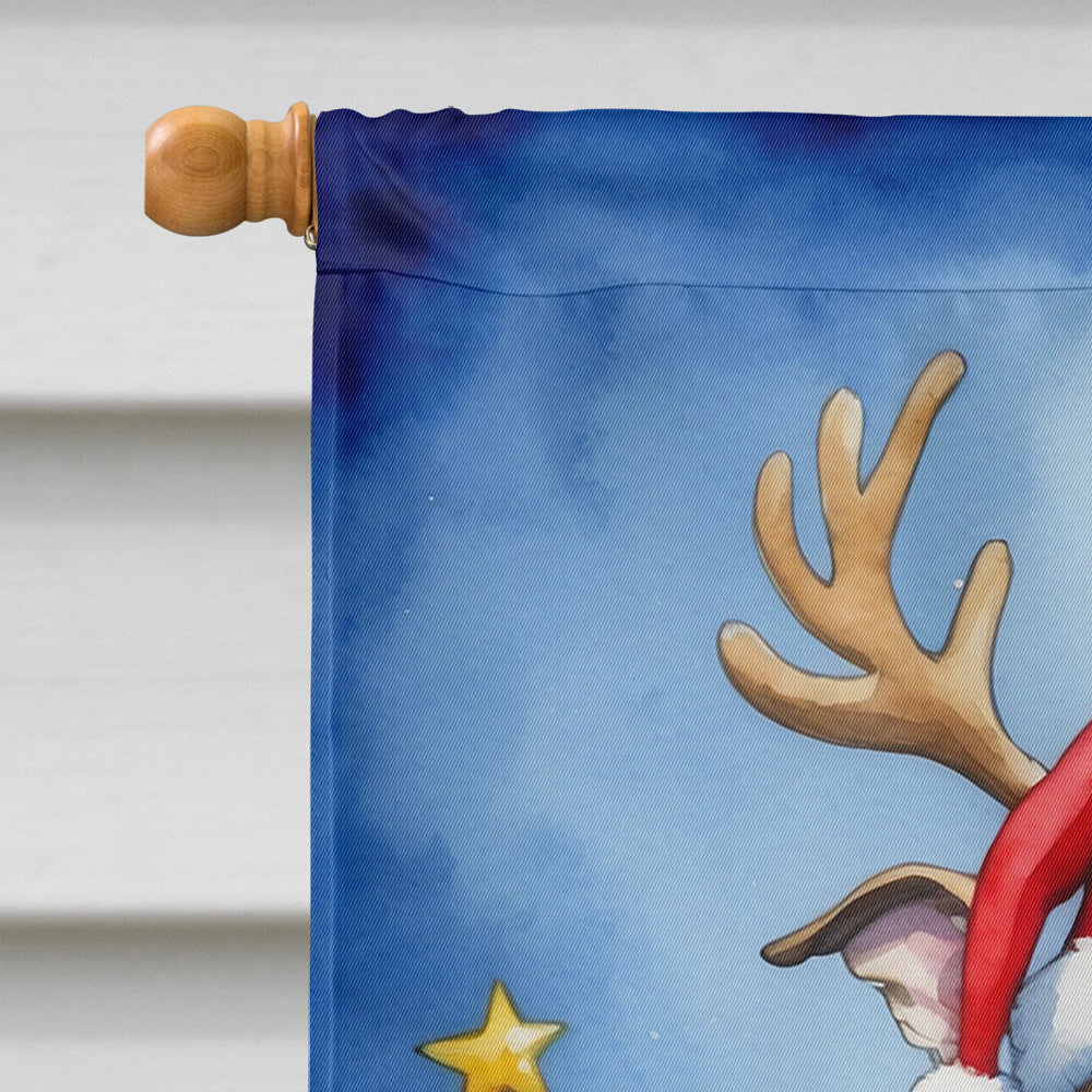 Whippet Christmas Reindeer House Flag 28x40 Porch Sleeve Pole Decorative Outside Yard Banner Artwork Wall Hanging, Polyester