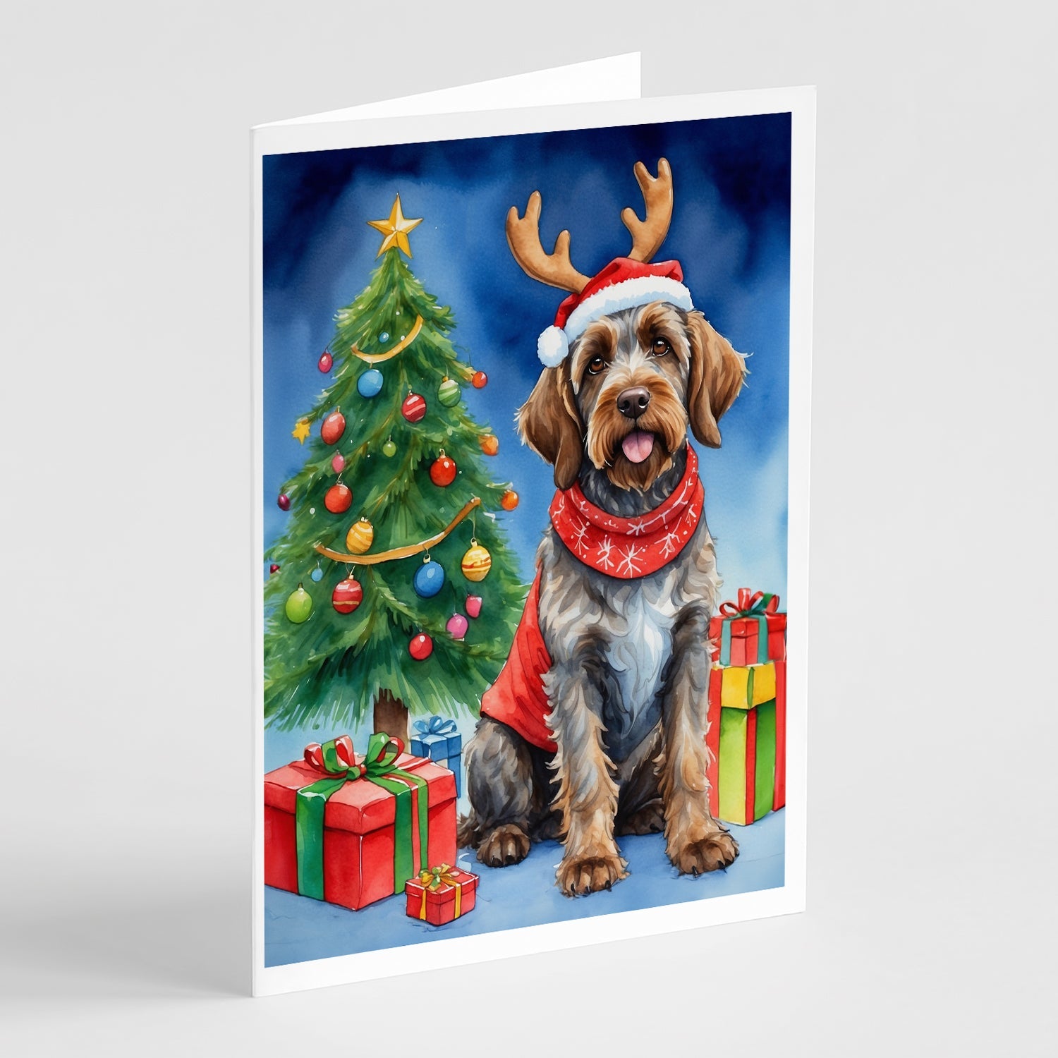 Wirehaired Pointing Griffon Christmas Reindeer Greeting Cards Pack of 8 Blank Cards with Envelopes Whimsical A7 Size 5x7