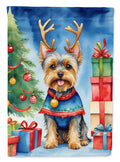Yorkshire Terrier Yorkie Christmas Reindeer House Flag 28x40 Porch Sleeve Pole Decorative Outside Yard Banner Artwork Wall Hanging, Polyester