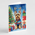 Yorkshire Terrier Yorkie Christmas Reindeer Greeting Cards Pack of 8 Blank Cards with Envelopes Whimsical A7 Size 5x7