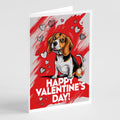 Beagle Happy Valentine's Day Greeting Cards Pack of 8 Blank Cards with Envelopes Whimsical A7 Size 5x7