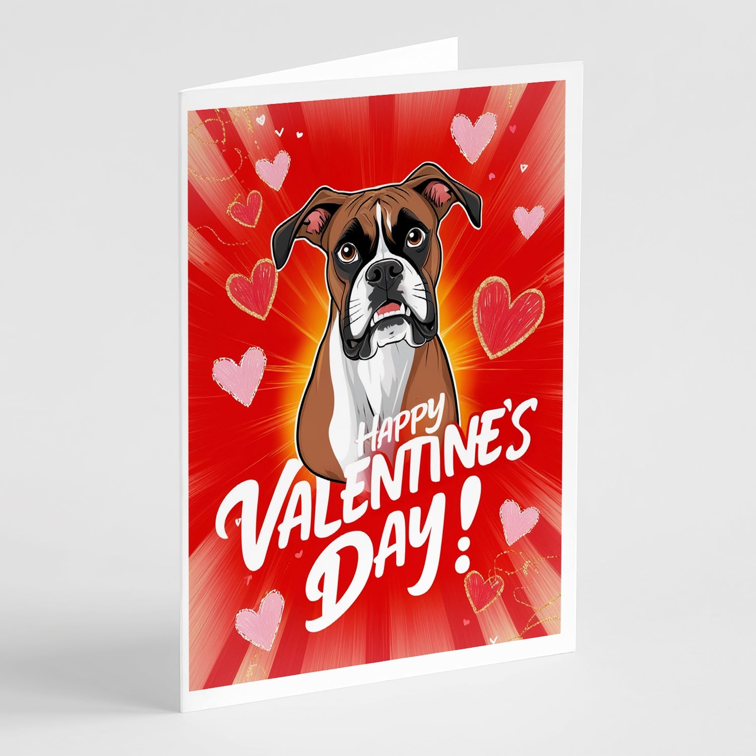 Boxer Happy Valentine's Day Greeting Cards Pack of 8 Blank Cards with Envelopes Whimsical A7 Size 5x7