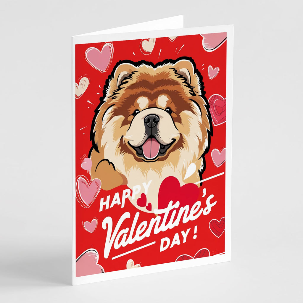 Chow Chow Happy Valentine's Day Greeting Cards Pack of 8 Blank Cards with Envelopes Whimsical A7 Size 5x7