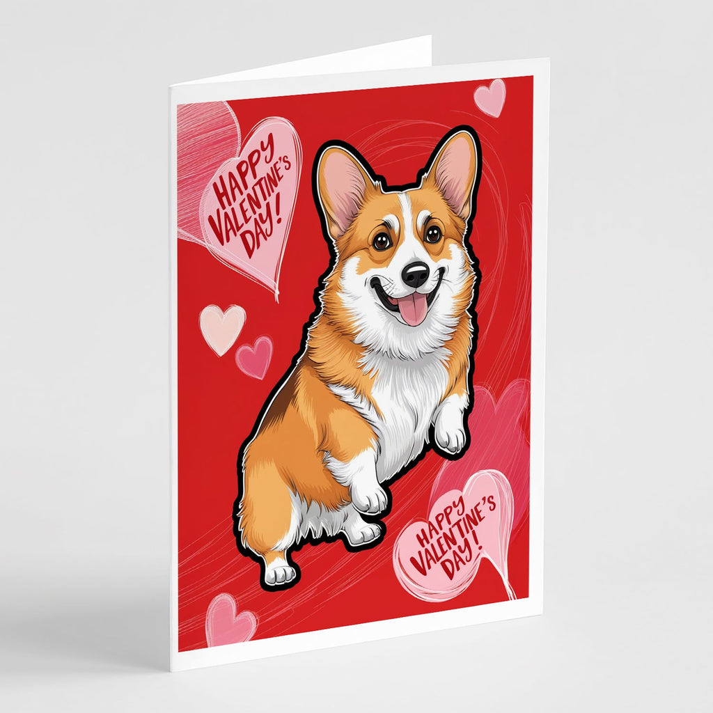 Corgi Happy Valentine's Day Greeting Cards Pack of 8 Blank Cards with Envelopes Whimsical A7 Size 5x7