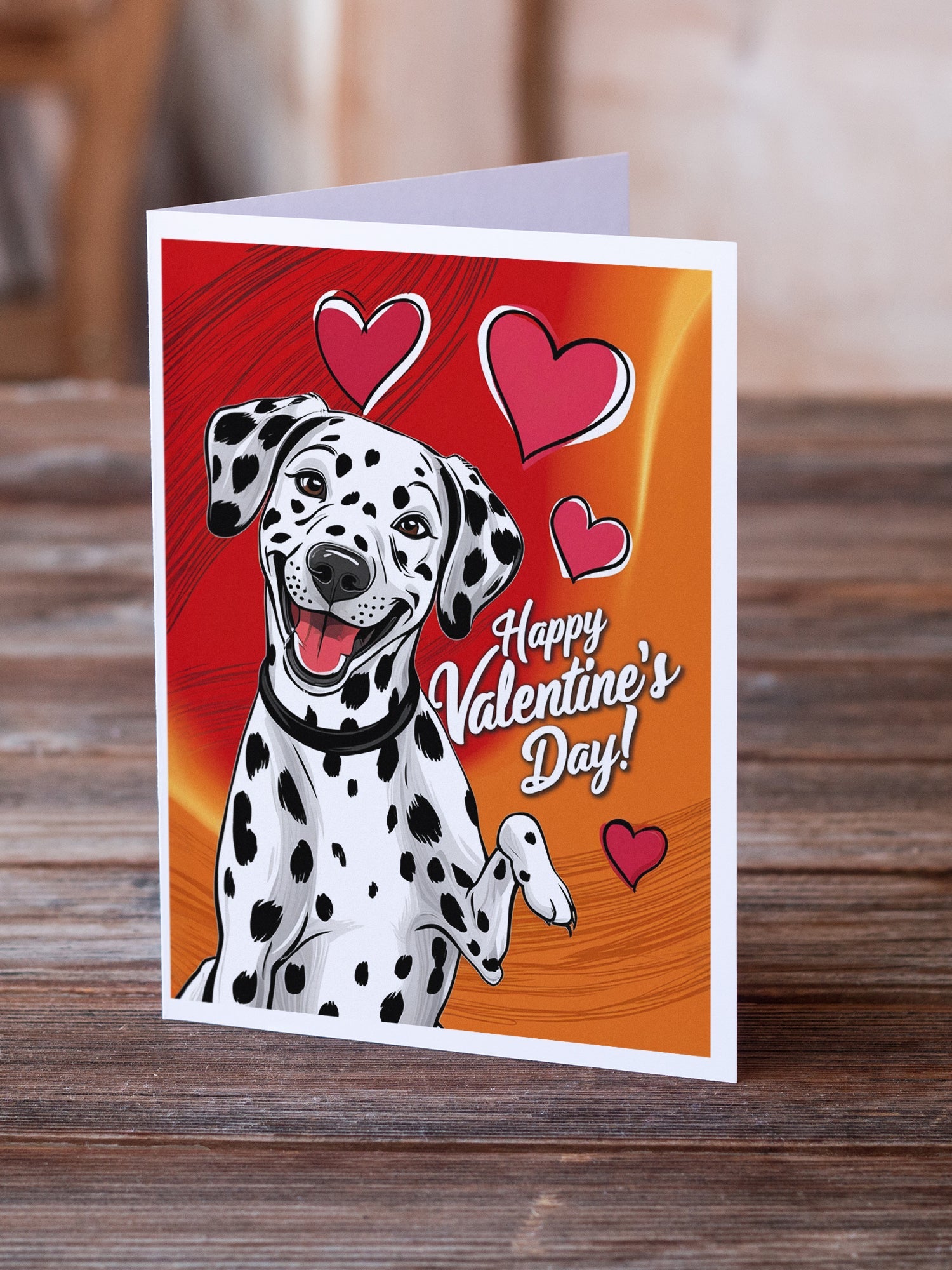 Dalmatian Happy Valentine's Day Greeting Cards Pack of 8 Blank Cards with Envelopes Whimsical A7 Size 5x7