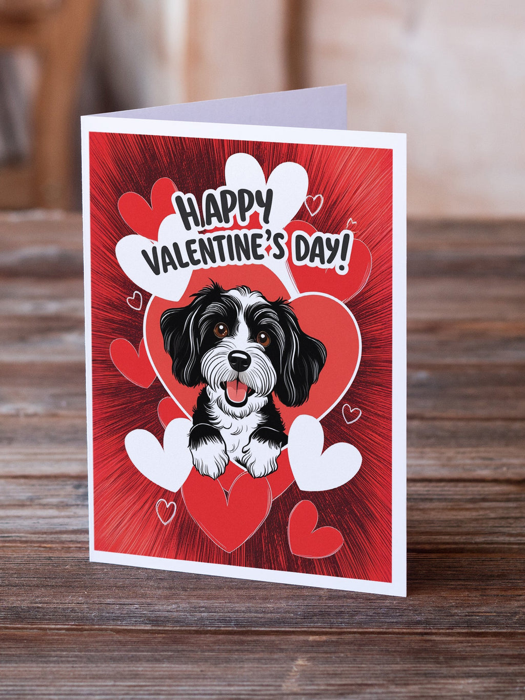 Havanese Happy Valentine's Day Greeting Cards Pack of 8 Blank Cards with Envelopes Whimsical A7 Size 5x7