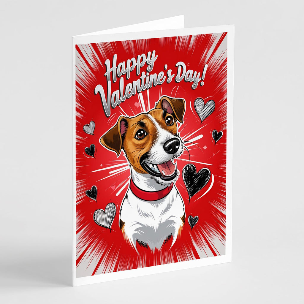 Jack Russell Terrier Happy Valentine's Day Greeting Cards Pack of 8 Blank Cards with Envelopes Whimsical A7 Size 5x7