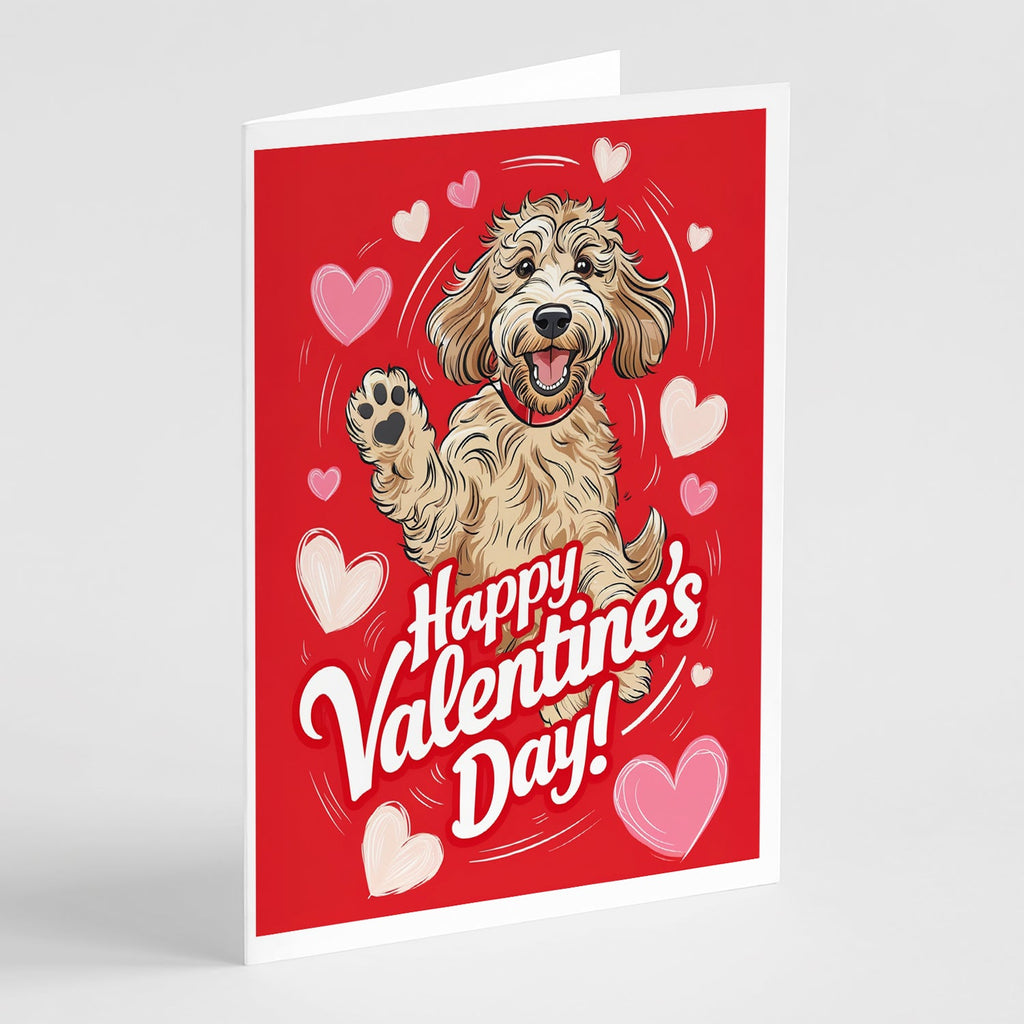 Labradoodle Happy Valentine's Day Greeting Cards Pack of 8 Blank Cards with Envelopes Whimsical A7 Size 5x7