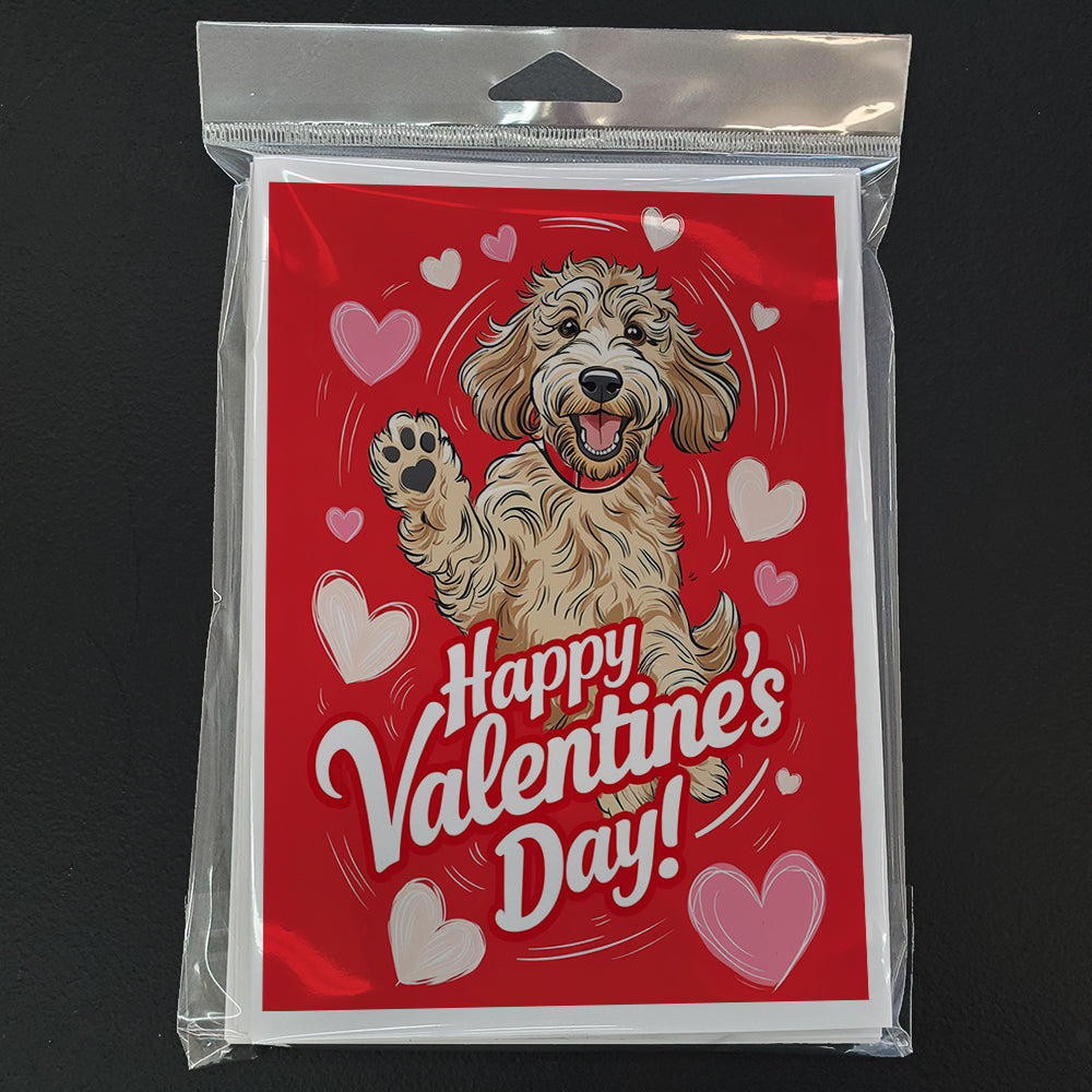 Labradoodle Happy Valentine's Day Greeting Cards Pack of 8 Blank Cards with Envelopes Whimsical A7 Size 5x7