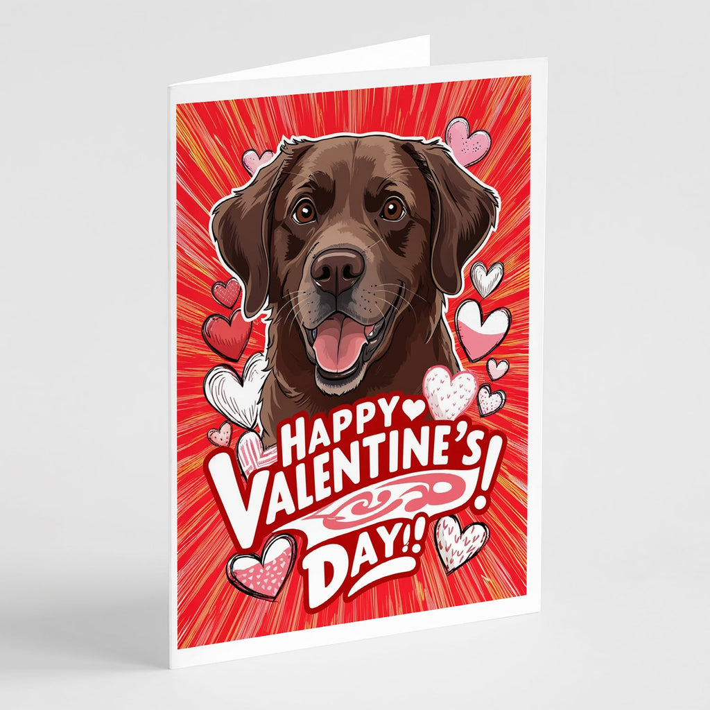 Chocolate Labrador Retriever Happy Valentine's Day Greeting Cards Pack of 8 Blank Cards with Envelopes Whimsical A7 Size 5x7
