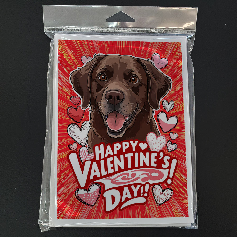 Chocolate Labrador Retriever Happy Valentine's Day Greeting Cards Pack of 8 Blank Cards with Envelopes Whimsical A7 Size 5x7