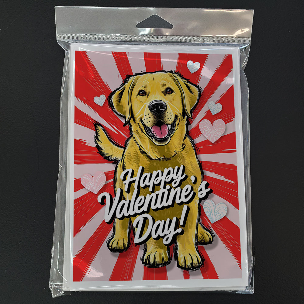 Yellow Labrador Retriever Happy Valentine's Day Greeting Cards Pack of 8 Blank Cards with Envelopes Whimsical A7 Size 5x7