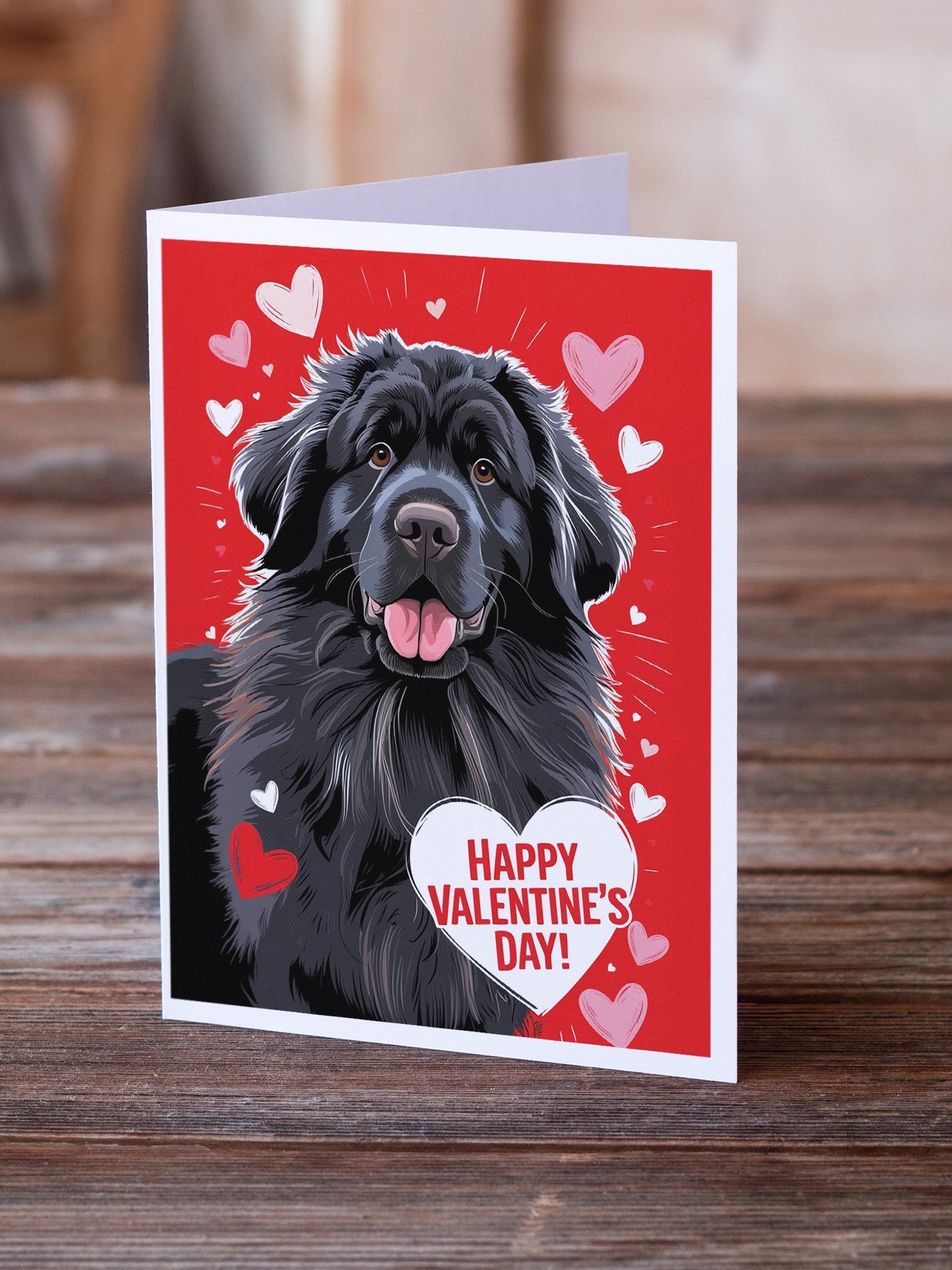 Newfoundland Happy Valentine's Day Greeting Cards Pack of 8 Blank Cards with Envelopes Whimsical A7 Size 5x7