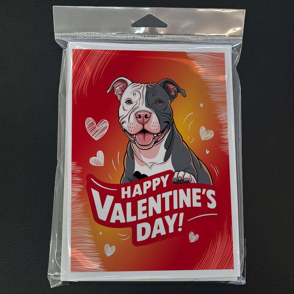 Pit Bull Terrier Happy Valentine's Day Greeting Cards Pack of 8 Blank Cards with Envelopes Whimsical A7 Size 5x7