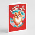 Pomeranian Happy Valentine's Day Greeting Cards Pack of 8 Blank Cards with Envelopes Whimsical A7 Size 5x7