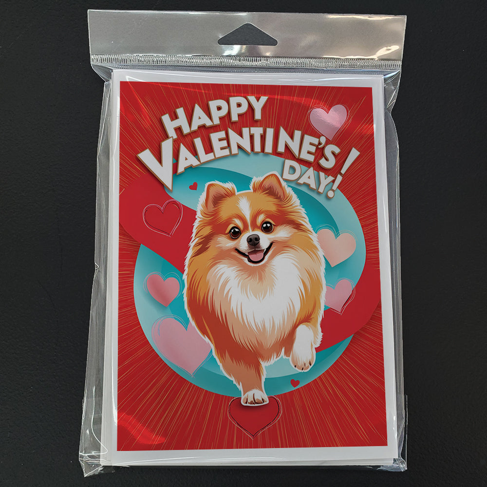 Pomeranian Happy Valentine's Day Greeting Cards Pack of 8 Blank Cards with Envelopes Whimsical A7 Size 5x7