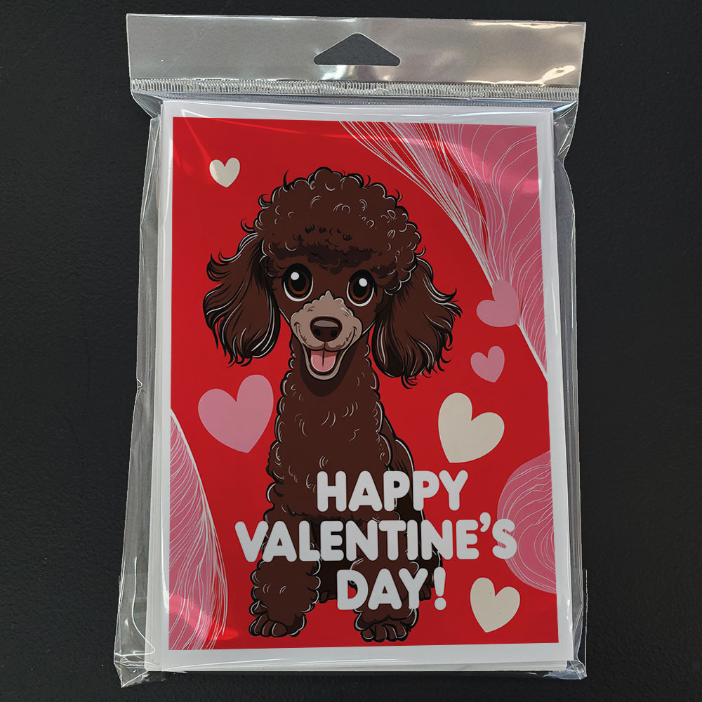Chocolate Toy Poodle Happy Valentine's Day Greeting Cards Pack of 8 Blank Cards with Envelopes Whimsical A7 Size 5x7