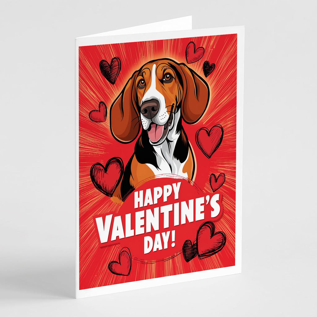 Redbone Coonhound Happy Valentine's Day Greeting Cards Pack of 8 Blank Cards with Envelopes Whimsical A7 Size 5x7