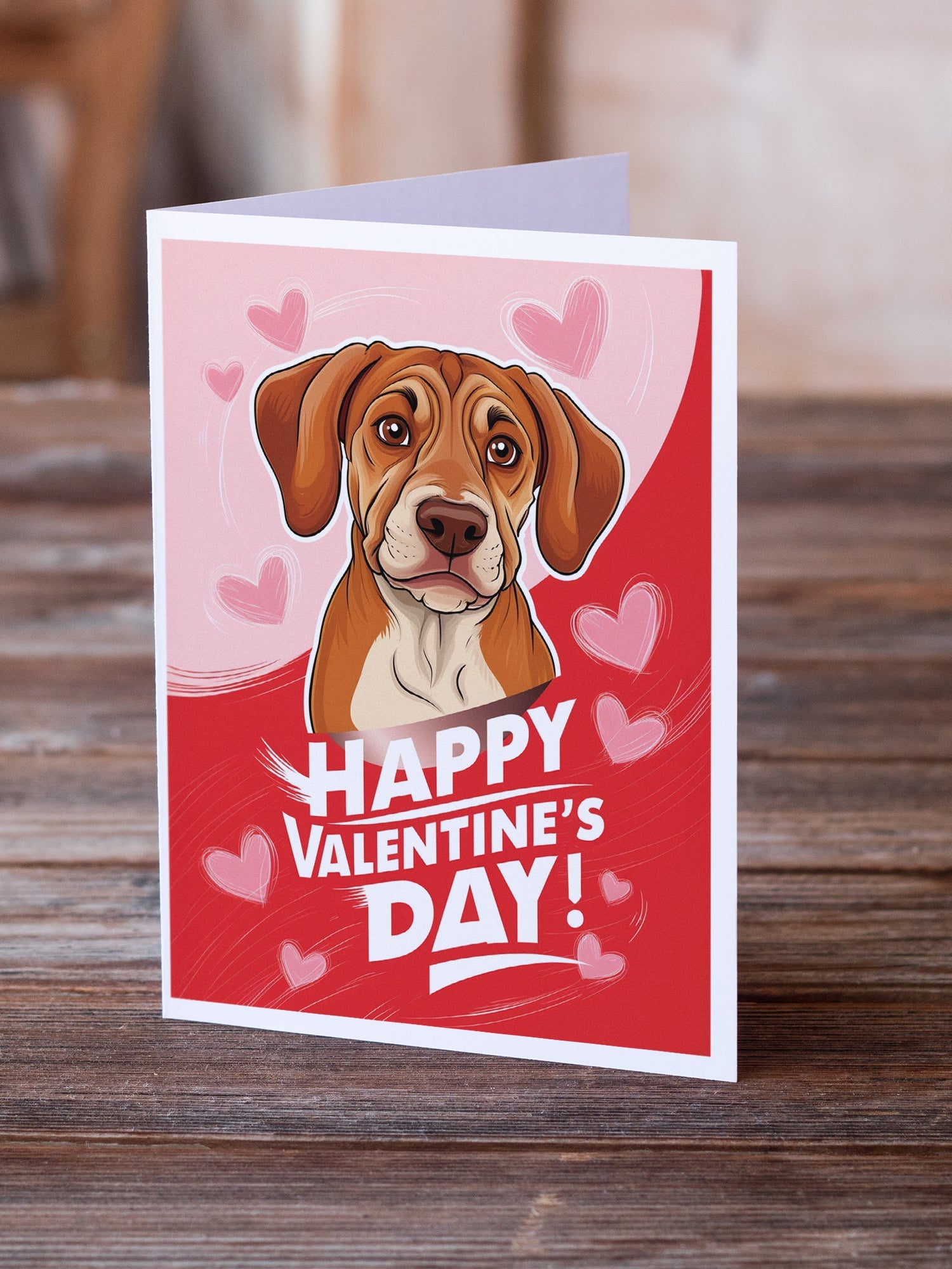 Rhodesian Ridgeback Happy Valentine's Day Greeting Cards Pack of 8 Blank Cards with Envelopes Whimsical A7 Size 5x7