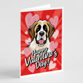 Saint Bernard Happy Valentine's Day Greeting Cards Pack of 8 Blank Cards with Envelopes Whimsical A7 Size 5x7