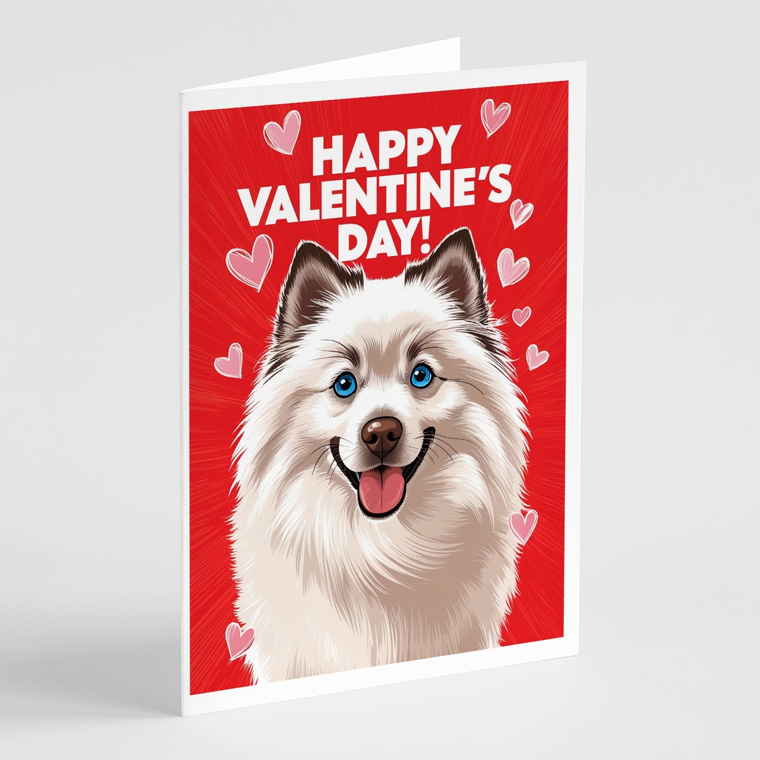 Samoyed Happy Valentine's Day Greeting Cards Pack of 8 Blank Cards with Envelopes Whimsical A7 Size 5x7