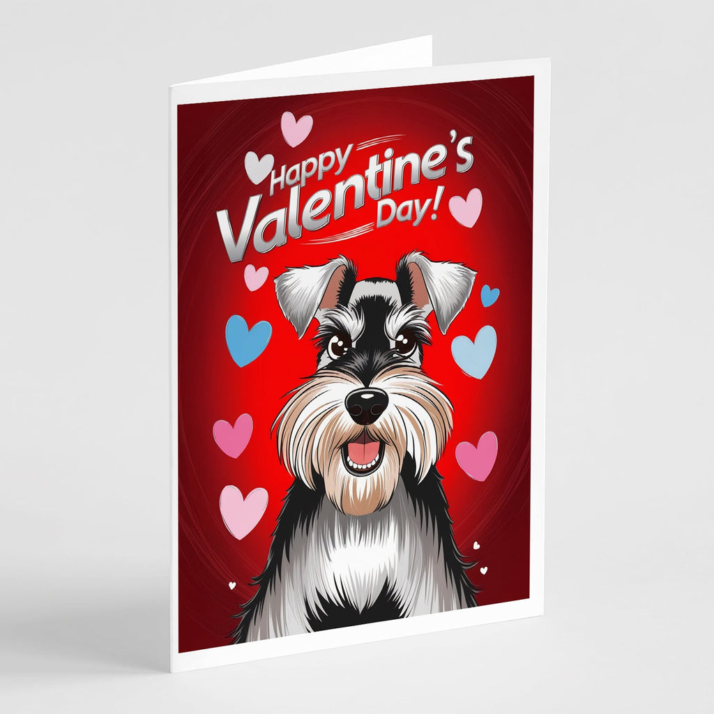 Schnauzer Happy Valentine's Day Greeting Cards Pack of 8 Blank Cards with Envelopes Whimsical A7 Size 5x7