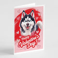 Siberian Husky Happy Valentine's Day Greeting Cards Pack of 8 Blank Cards with Envelopes Whimsical A7 Size 5x7