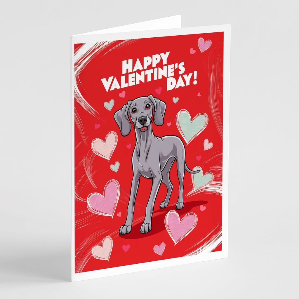 Weimaraner Happy Valentine's Day Greeting Cards Pack of 8 Blank Cards with Envelopes Whimsical A7 Size 5x7