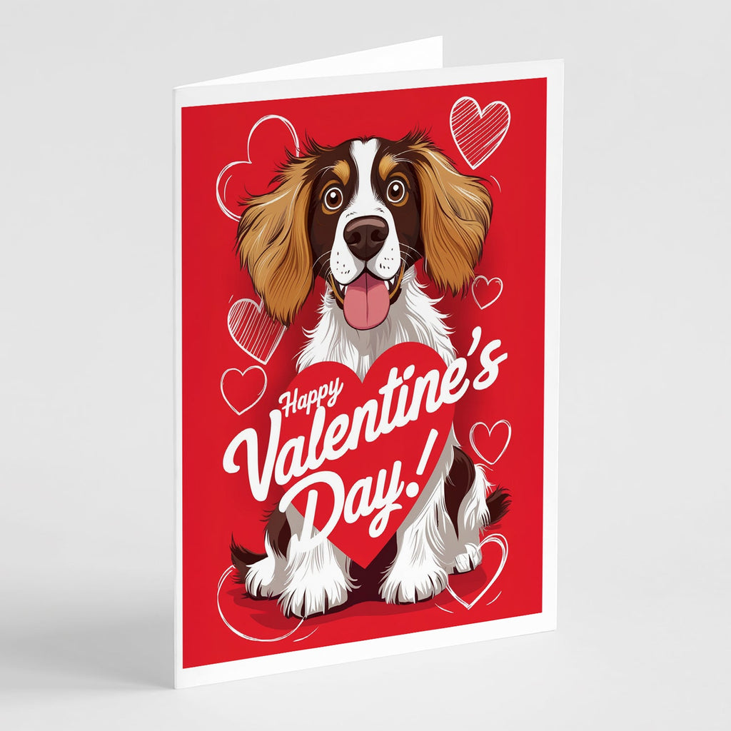 Welsh Springer Spaniel Happy Valentine's Day Greeting Cards Pack of 8 Blank Cards with Envelopes Whimsical A7 Size 5x7