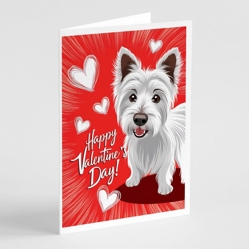 Westie Happy Valentine's Day Greeting Cards Pack of 8 Blank Cards with Envelopes Whimsical A7 Size 5x7