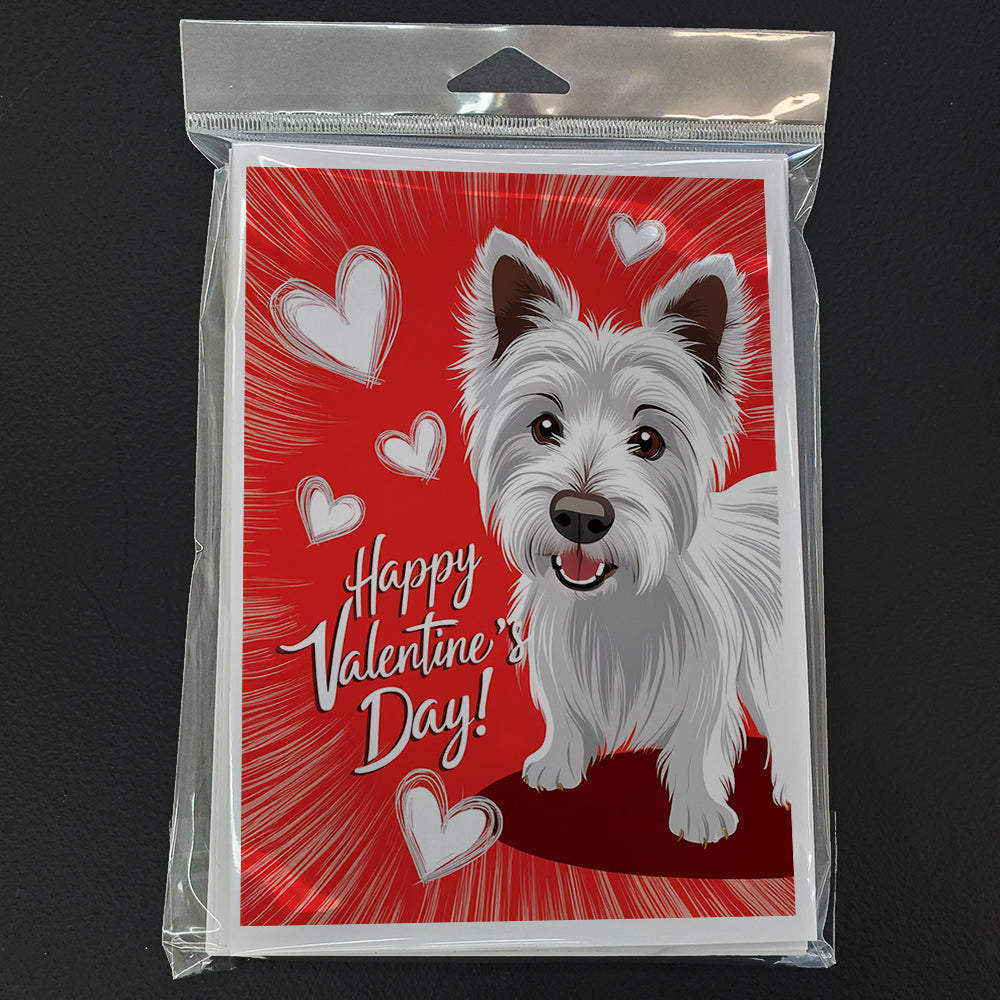 Westie Happy Valentine's Day Greeting Cards Pack of 8 Blank Cards with Envelopes Whimsical A7 Size 5x7