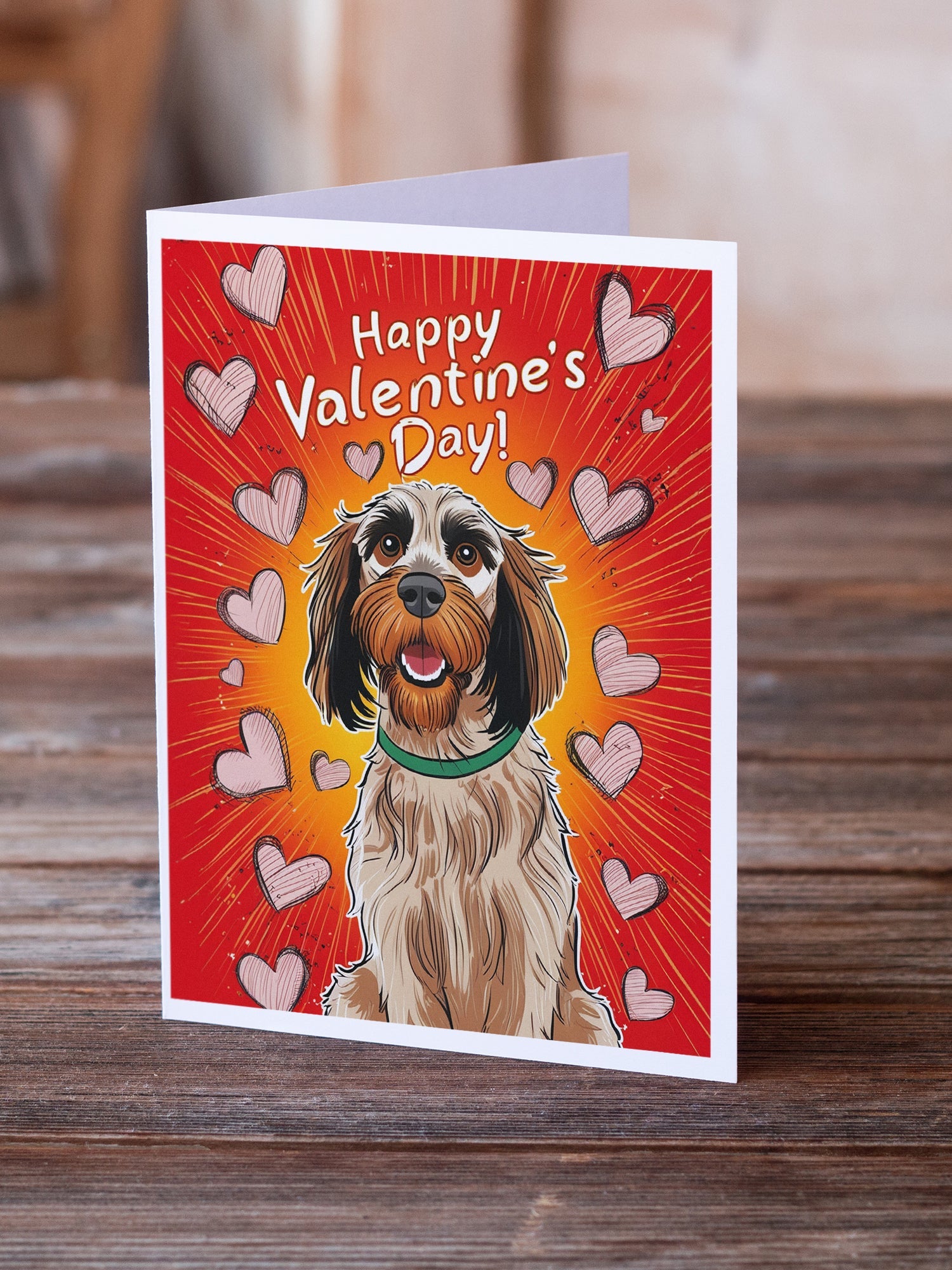 Wirehaired Pointing Griffon Happy Valentine's Day Greeting Cards Pack of 8 Blank Cards with Envelopes Whimsical A7 Size 5x7