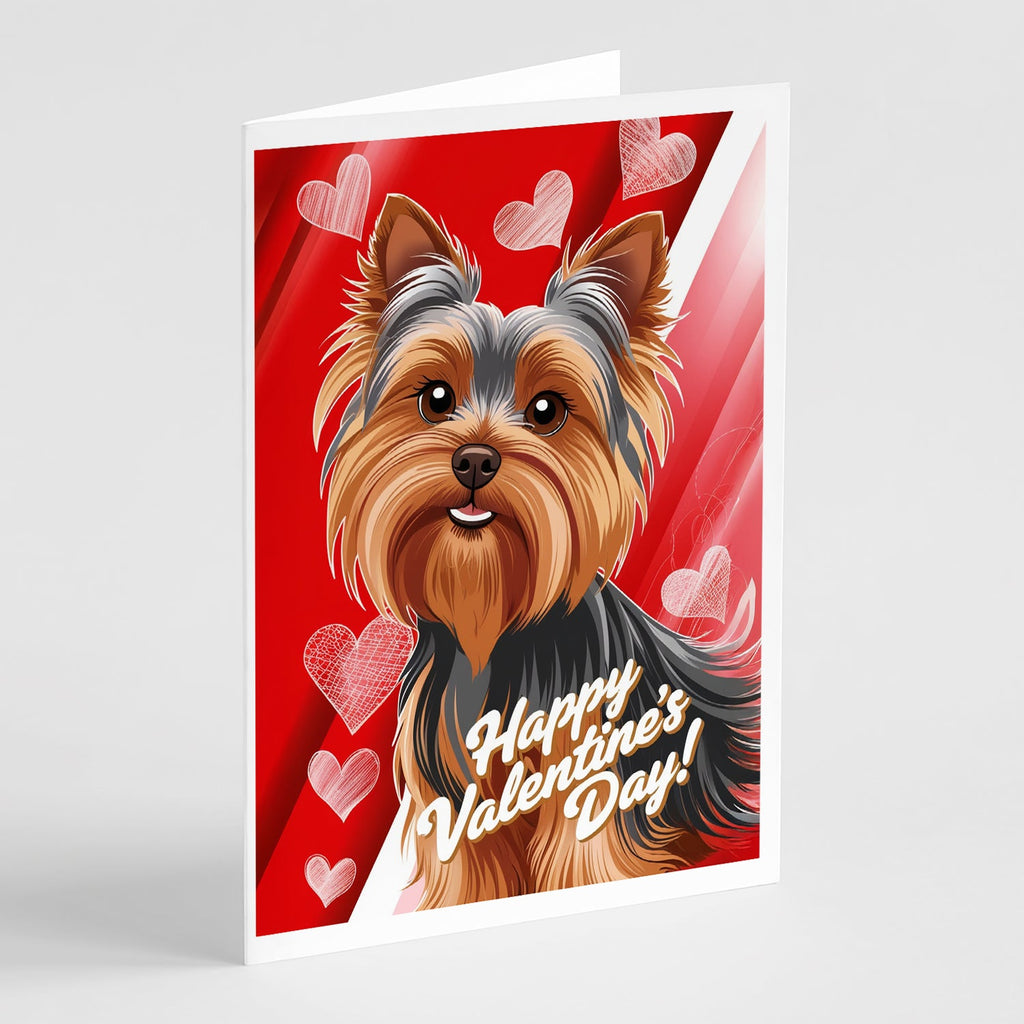 Yorkshire Terrier Happy Valentine's Day Greeting Cards Pack of 8 Blank Cards with Envelopes Whimsical A7 Size 5x7