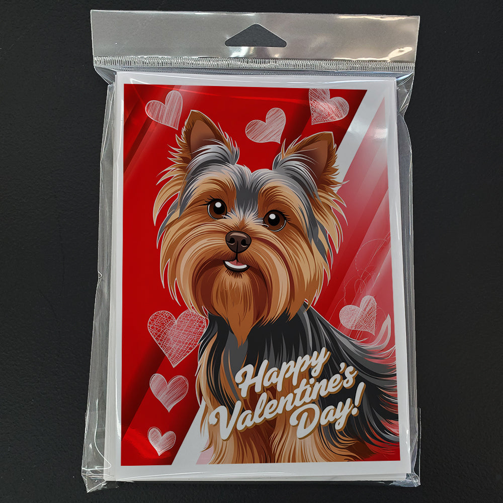 Yorkshire Terrier Happy Valentine's Day Greeting Cards Pack of 8 Blank Cards with Envelopes Whimsical A7 Size 5x7