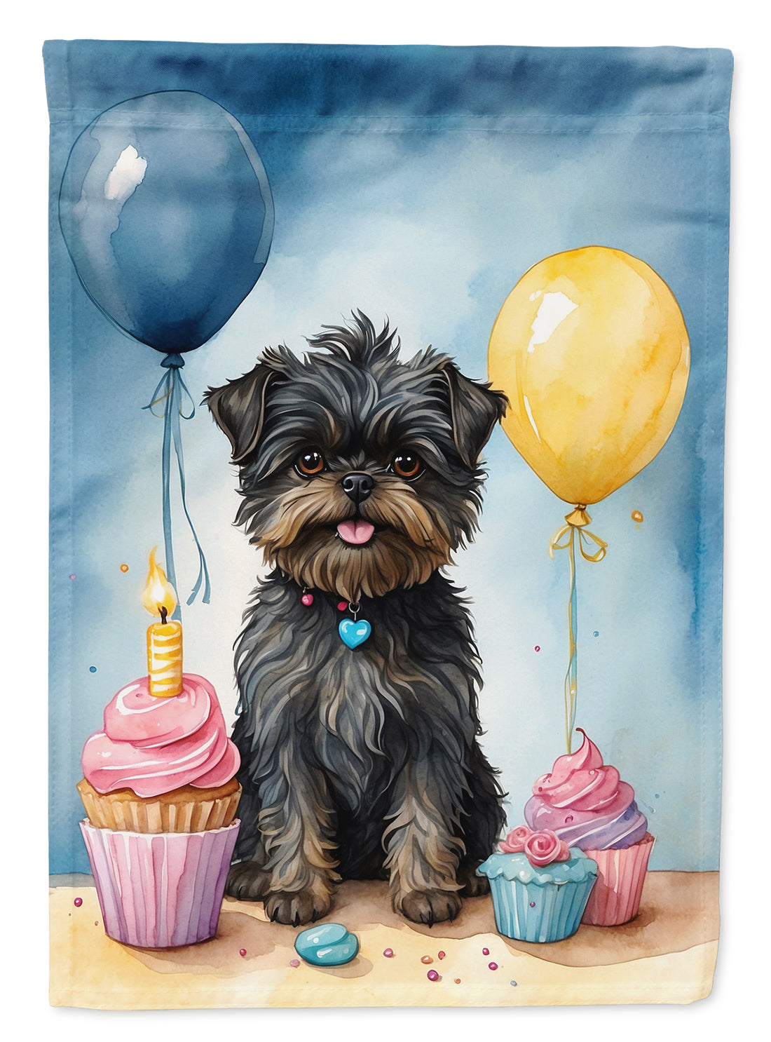 Affenpinscher Happy Birthday House Flag 28x40 Porch Sleeve Pole Decorative Outside Yard Banner Artwork Wall Hanging, Polyester